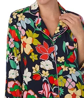 kate spade new york Knit 3/4 Sleeve Notch Collar Floral Print Pajama Set