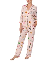 kate spade new york Knit 3/4 Sleeve Notch Collar Lucky Charms Pajama Set