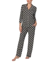 kate spade new york Knit 3/4 Sleeve Notch Collar Spade Flower Pajama Set