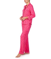 kate spade new york Knit Lip Print 3/4 Sleeve Notch Collar Long Pajama Set