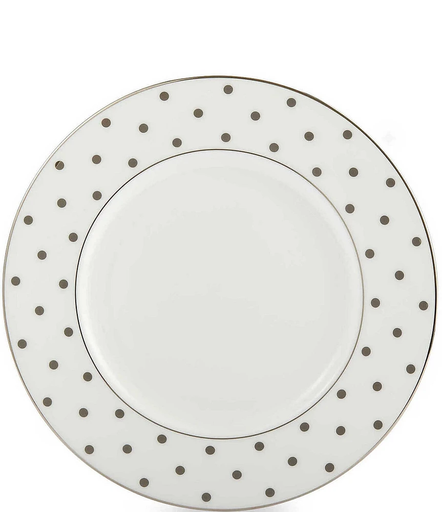 kate spade new york Larabee Road Platinum-Dotted Bone China Accent Salad Plate