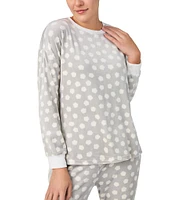 kate spade new york Long Sleeve Crew Neck Stretch Velour Dotted Pajama Set