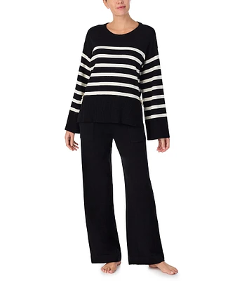 kate spade new york Long Sleeve Crew Neck Sweater Knit Pajama Set