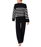 kate spade new york Long Sleeve Crew Neck Sweater Knit Pajama Set