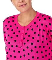 kate spade new york Long Sleeve Henley & Jogger Sweater Knit Dotted Pajama Set