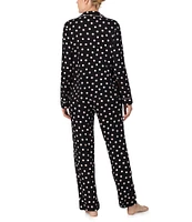 kate spade new york Long Sleeve Notch Collar Dotted Sweater Knit Pajama Set