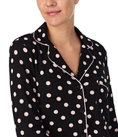 kate spade new york Long Sleeve Notch Collar Dotted Sweater Knit Pajama Set