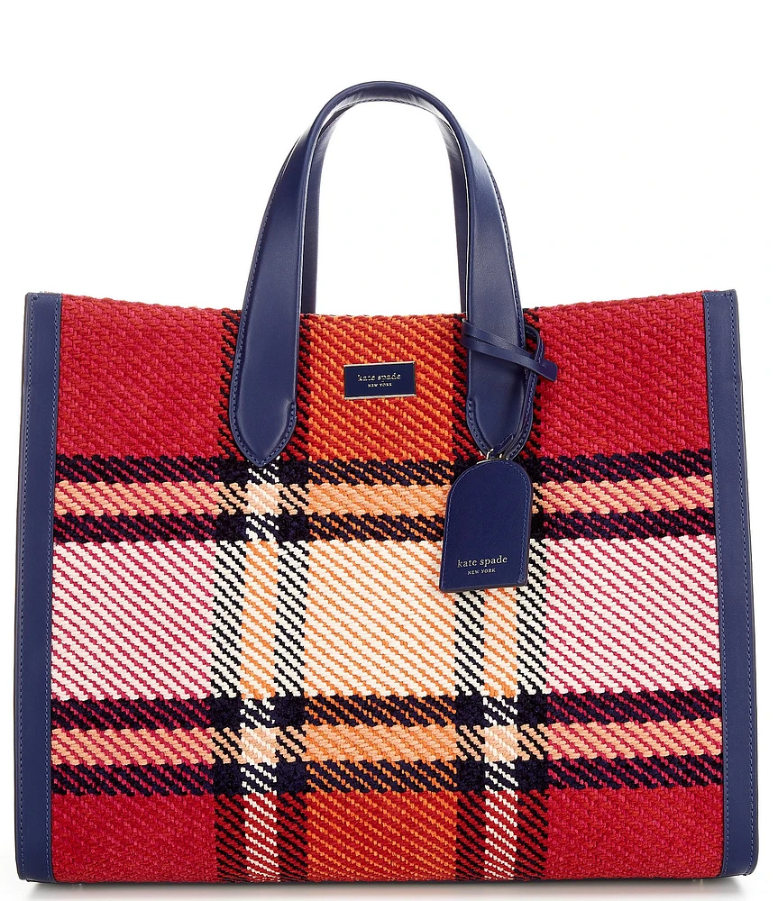 kate spade new york Manhattan Grand Plaid Tweed Large Tote Bag