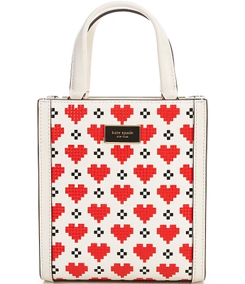 kate spade new york Manhattan Pixel Hearts Embossed Saffiano Leather Mini Tote Bag