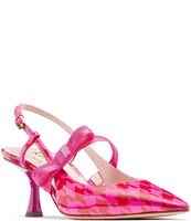 kate spade new york Maritza Leather Bow Houndstooth Slingback Pumps