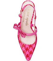 kate spade new york Maritza Leather Bow Houndstooth Slingback Pumps