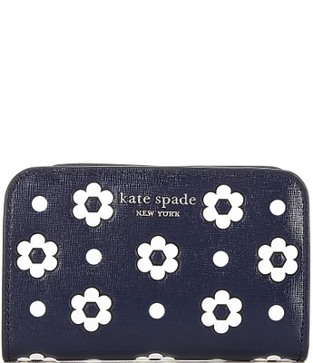 kate spade new york Morgan Daisy Dot Embossed Saffiano Leather Compact Wallet