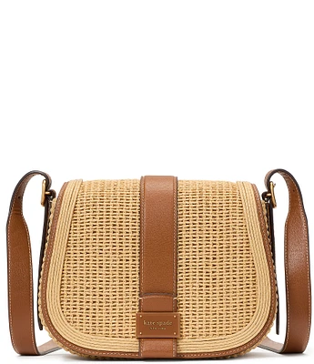 kate spade new york Nouveau Straw Medium Saddle Crossbody Bag
