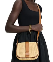 kate spade new york Nouveau Straw Medium Saddle Crossbody Bag