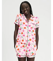 kate spade new york Painterly Cherries Print Short Sleeve Notch Collar Knit Shorty Pajama Set