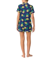 kate spade new york Pineapple Toss Print Short Sleeve Notch Collar Knit Shorty Pajama Set