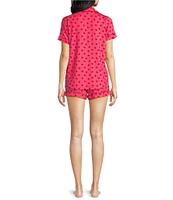 kate spade new york Pink Print Notch Collar Short Sleeve Knit Pajama Set