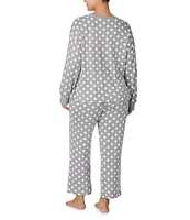 kate spade new york Plus Size Brushed Sweater Jersey Long Sleeve Round Neck Dotted Pajama Set