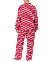 kate spade new york Plus Size Cozy Jersey Dotted Long Sleeve Notch Collar Holiday Pajama Set