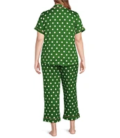 kate spade new york Plus Size Dot Print Short Sleeve Notch Collar Cropped Jersey Knit Pajama Set