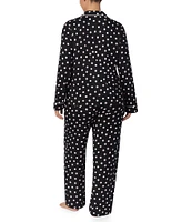 kate spade new york Plus Size Long Sleeve Notch Collar Jolly Dot Print Sweater Knit Holiday Pajama Set