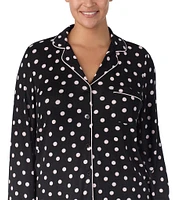 kate spade new york Plus Size Long Sleeve Notch Collar Jolly Dot Print Sweater Knit Holiday Pajama Set