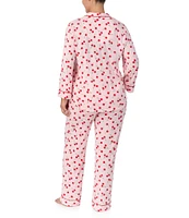 kate spade new york Plus Size Long Sleeve Notch Collar with Coordinating Full Length Pants Knit Pajama Set