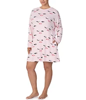 kate spade new york Plus Size Long Sleeve Round Neck Winking Eyes Nightshirt