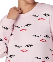 kate spade new york Plus Size Long Sleeve Round Neck Winking Eyes Nightshirt