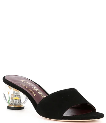 kate spade new york Polished Suede Clear Ball Heel Slides