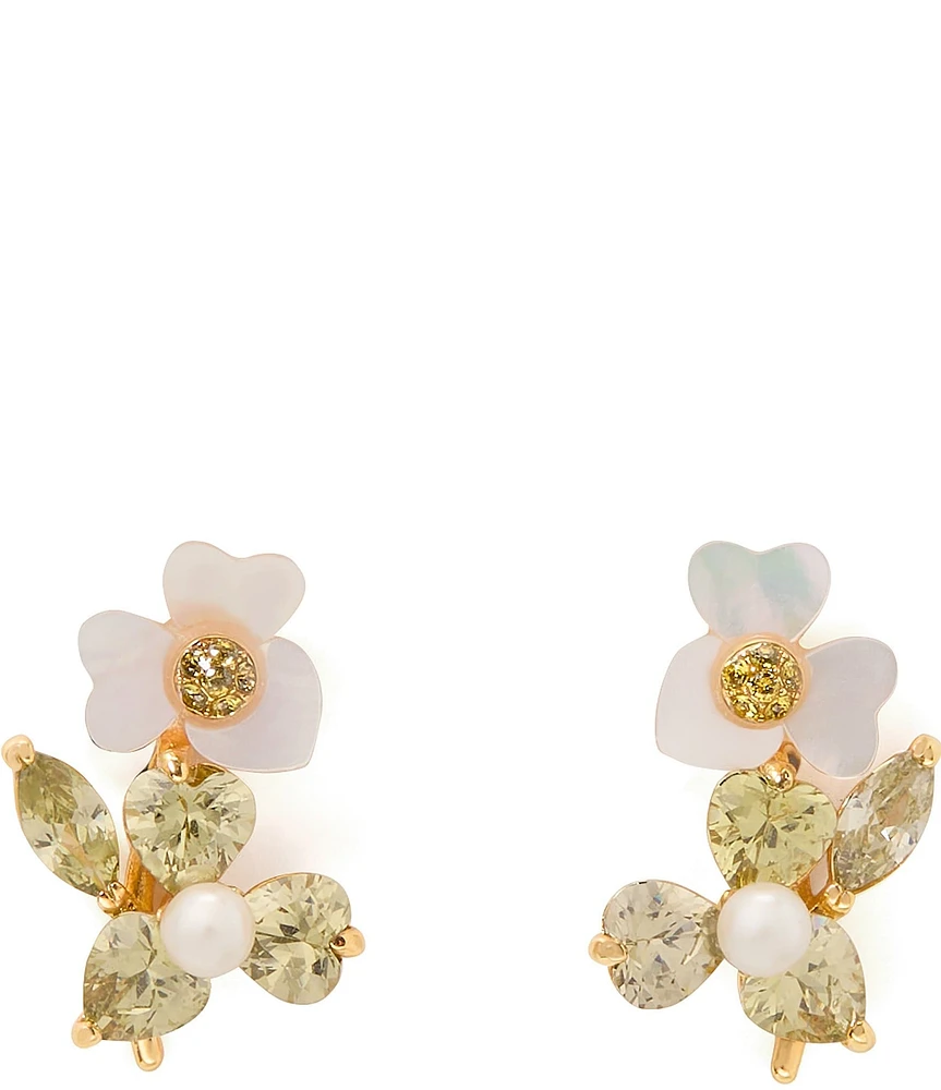 kate spade new york Precious Pansy Pearl and Crystal Cluster Stud Earrings