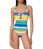 kate spade new york Reversible Scoop Neck Front Bow Accent One Piece Swimsuit