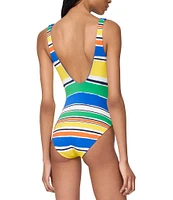 kate spade new york Reversible Scoop Neck Front Bow Accent One Piece Swimsuit