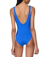 kate spade new york Reversible Scoop Neck Front Bow Accent One Piece Swimsuit