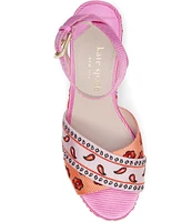 kate spade new york Rio Bandana Floral Print Platform Block Heel Sandals