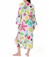 kate spade new york Safari Floral V-Neck Side Slit Caftan Swim Cover-Up