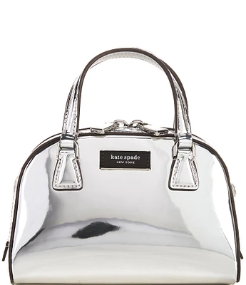 kate spade new york Sam Icon Silver Metallic Leather Mini Duffle Satchel Bag