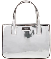 kate spade new york Sam Icon Silver Metallic Leather Square Tote Bag