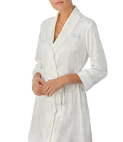 kate spade new york Satin Jacquard Dot 3/4 Sleeve Mrs. Short Bridal Wrap Robe