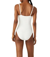 kate spade new york Scallop V-Neck One Piece Swimsuit