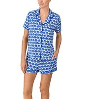 kate spade new york Shell Geo Print Short Sleeve Notch Collar Knit Shorty Pajama Set