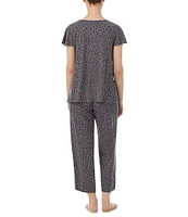 kate spade new york Short Sleeve Floral Print Jersey Knit Cropped Pajama Set