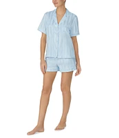 kate spade new york Short Sleeve Notch Collar Striped Pajama Set