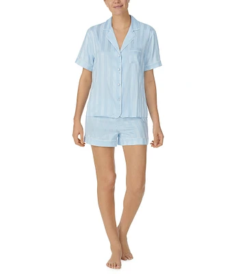 kate spade new york Short Sleeve Notch Collar Striped Pajama Set