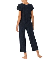 kate spade new york Short Sleeve Pin Dot Print Jersey Knit Cropped Pajama Set