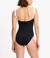 kate spade new york Side Shirred Over the Shoulder Bow Tie One Piece Swimsuit