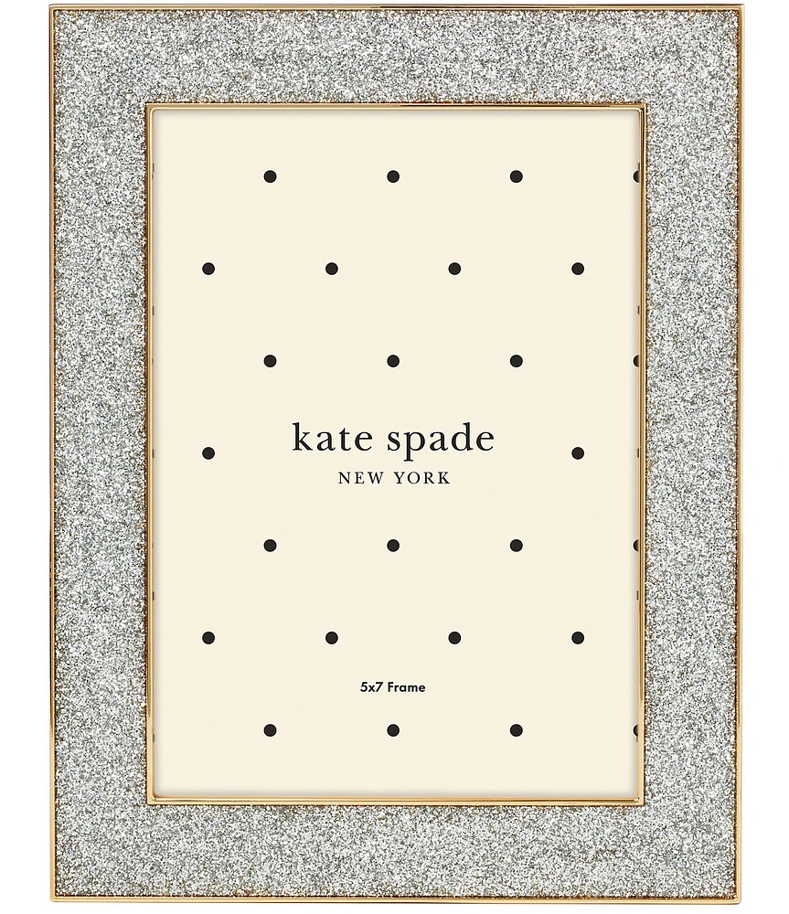 kate spade new york Sitting Pretty 5#double; x 7#double; Silver Glitter Frame