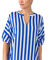kate spade new york Stripe Print 3/4 Sleeve V Neck Woven Caftan