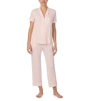 kate spade new york Striped Short Notch Collar Cropped Pajama Set