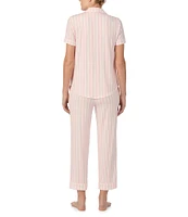 kate spade new york Striped Short Notch Collar Cropped Pajama Set